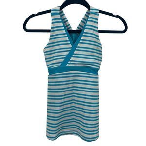 Lululemon Deep V Athletic Tank Twin Stripe Spry Blue / Spry Blue